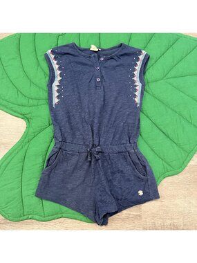 Roxy Girl Toddler 3 Navy Blue Embroidered Romper Boho Beachy